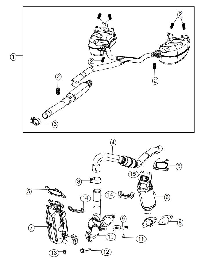 Diagram Exhaust System 3.6L [3.6L V6 24V VVT Engine]. for your 2020 Dodge Grand Caravan   