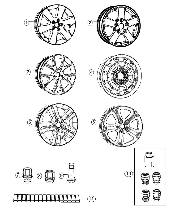 Diagram Wheels and Hardware. for your Dodge