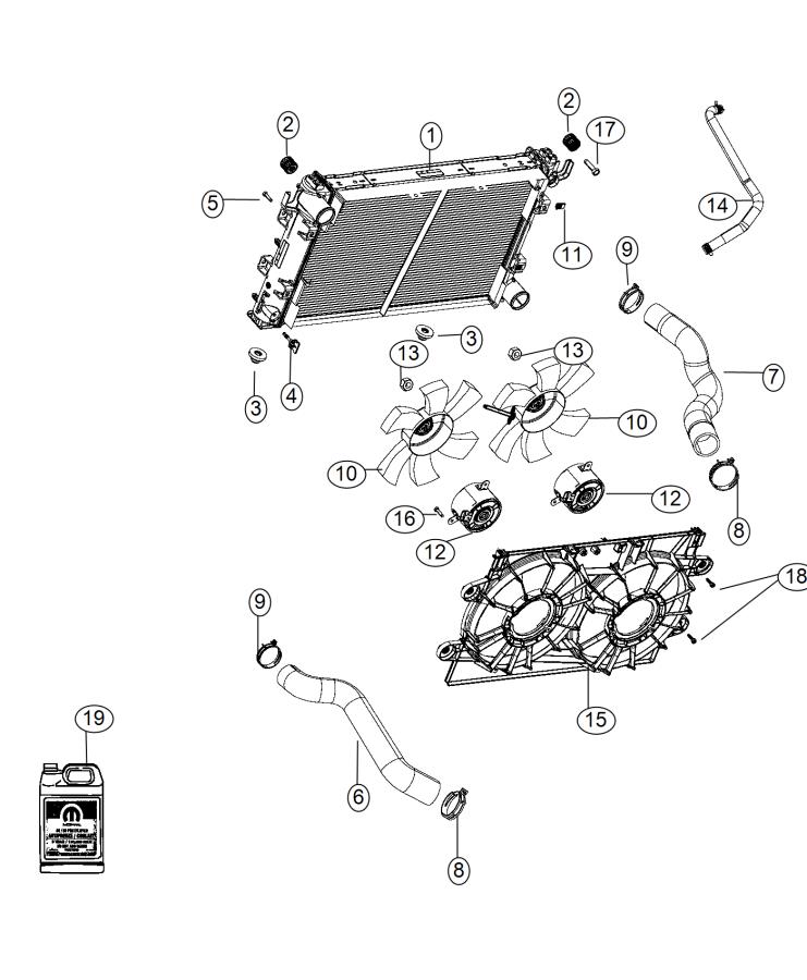 Diagram Radiator and Related Parts Gas. for your 2010 Dodge Dakota   