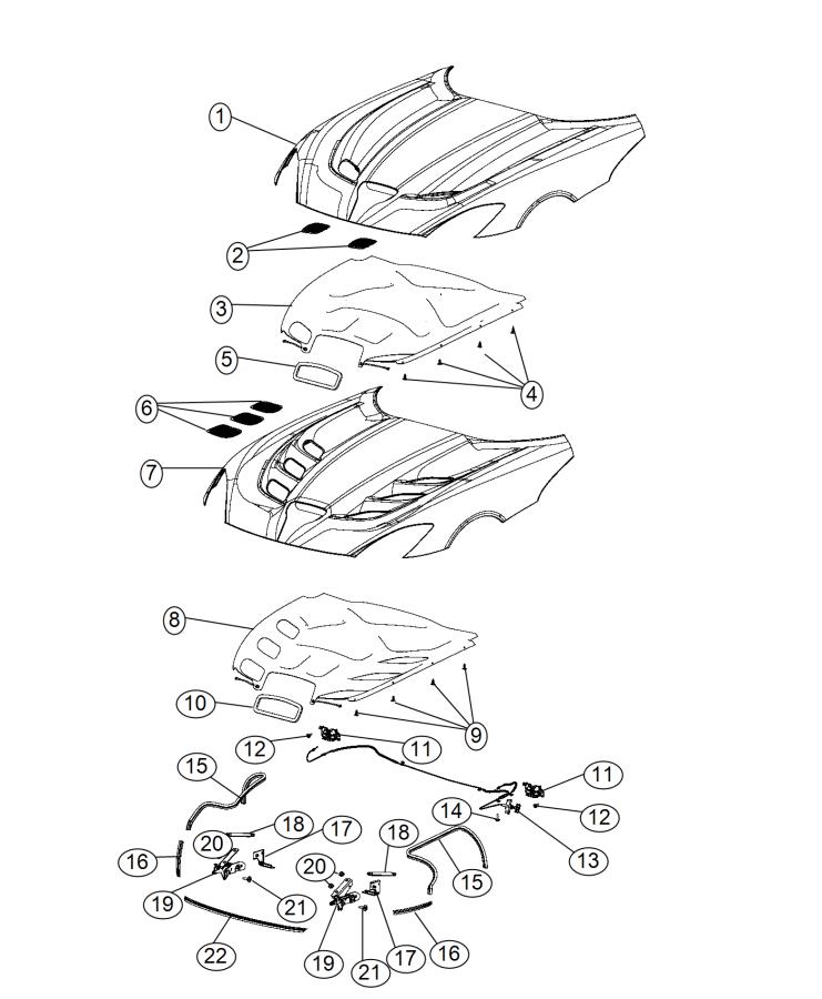 Diagram Hood and Related Parts. for your 1999 Chrysler 300  M 