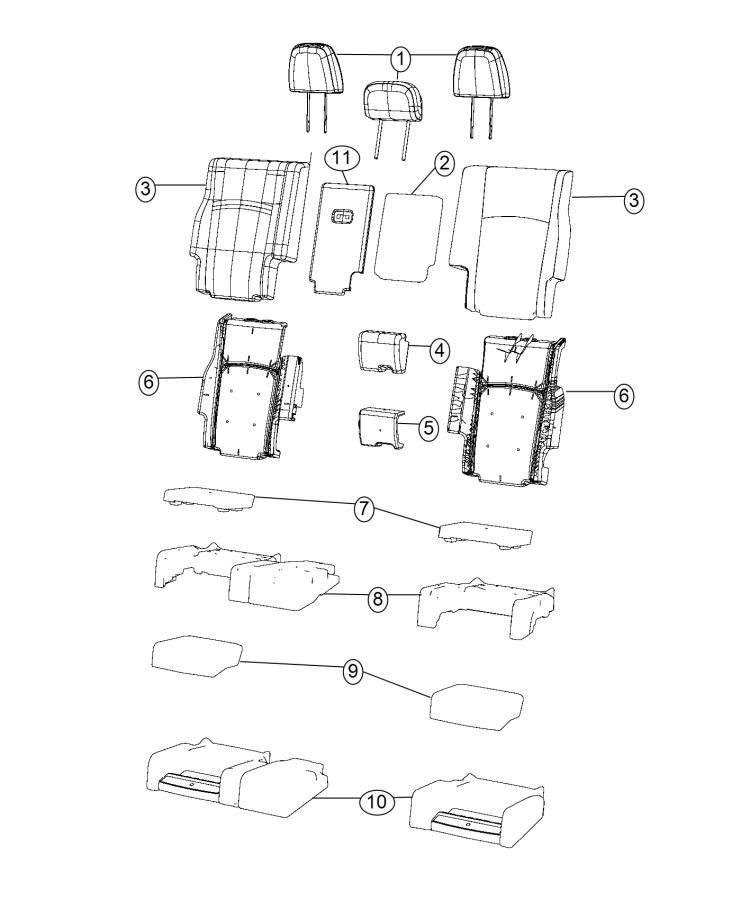 Diagram Second Row - Split Seat - With Booster Seats. for your 2003 Chrysler 300  M 