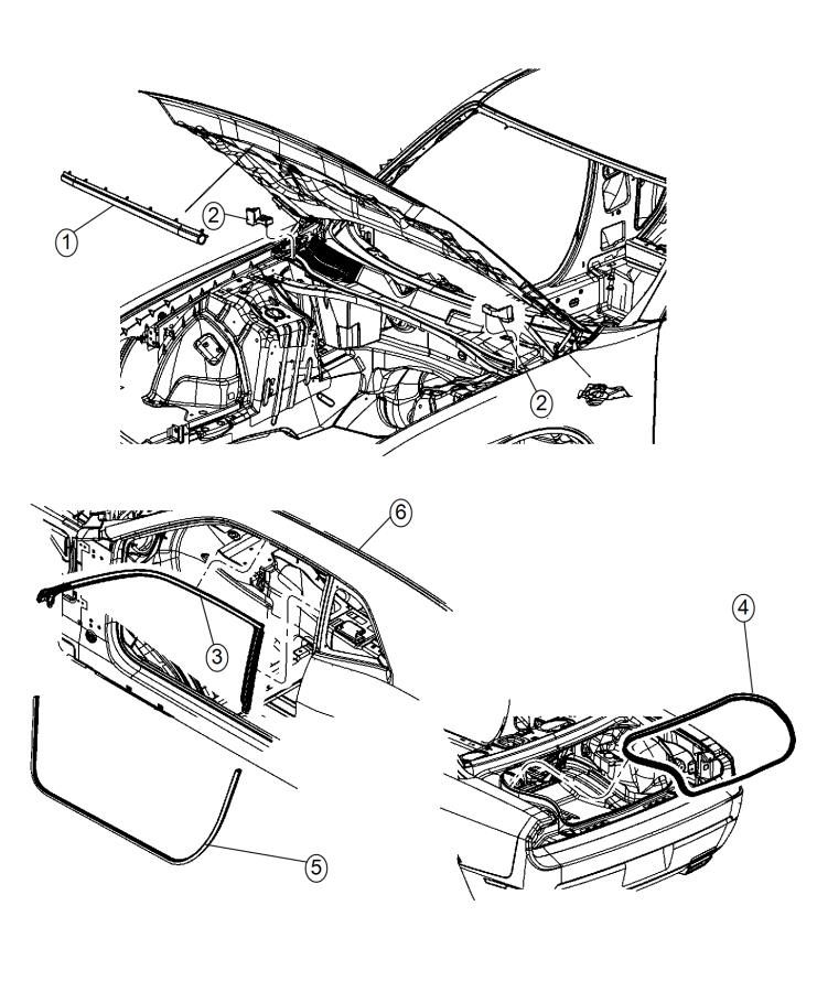 Diagram Body Weatherstrips and Seals. for your 2022 Dodge Charger   