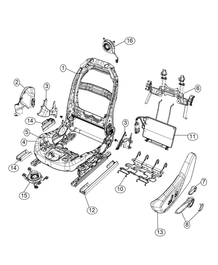 Diagram Adjusters, Recliners and Shields - Driver Seat - Power and Manual. for your 2015 Jeep Cherokee   