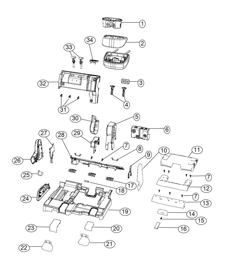 Diagram Second Row - 60% Side Shields and Plastic Structure. for your 2017 Dodge Grand Caravan   