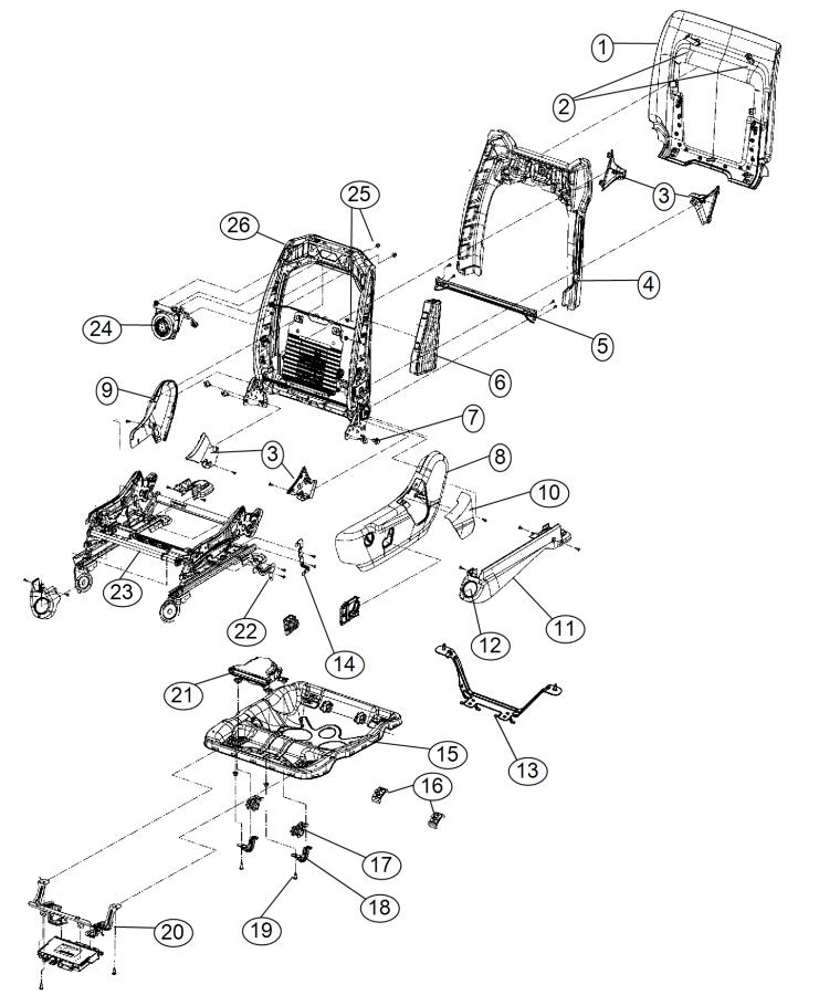 Diagram Adjusters, Recliners and Shields - Driver Seat - Power and Manual. for your Jeep