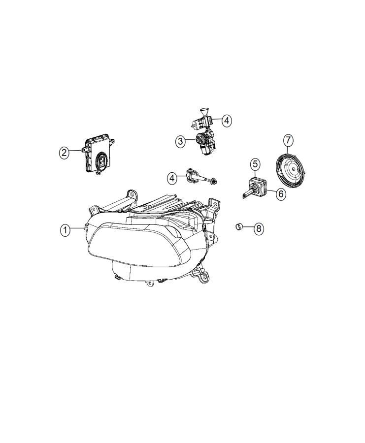 Diagram Lamps, Front Headlamp. for your Jeep