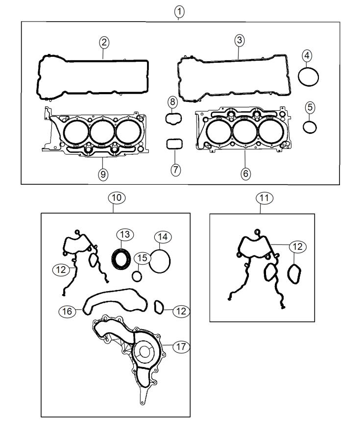 Diagram Engine Gasket Kits 3.2L [3.2L V6 24V VVT Engine]. for your Jeep