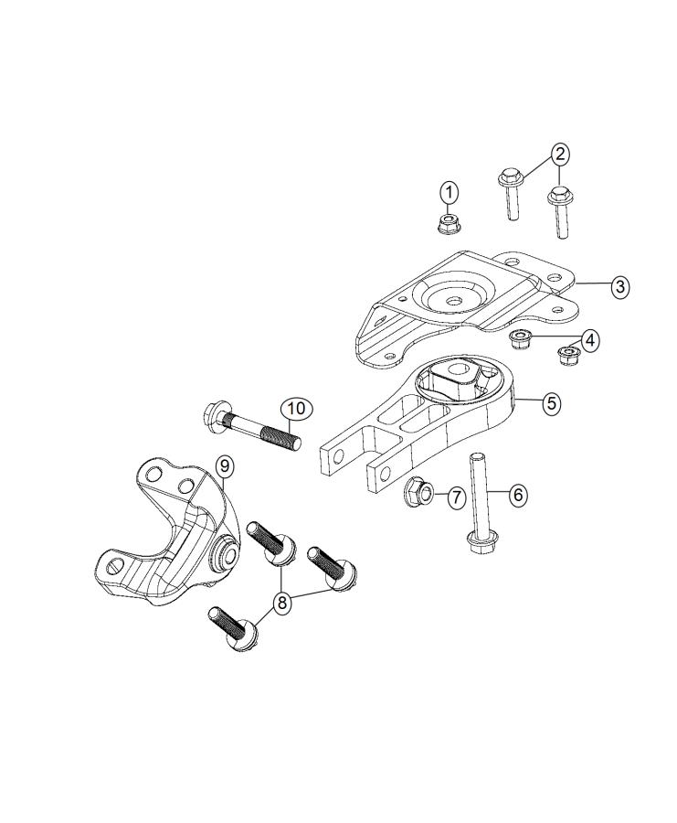 Diagram Engine Mounting Front/Rear 3.2L [3.2L V6 24V VVT Engine]. for your 1999 Chrysler 300  M 