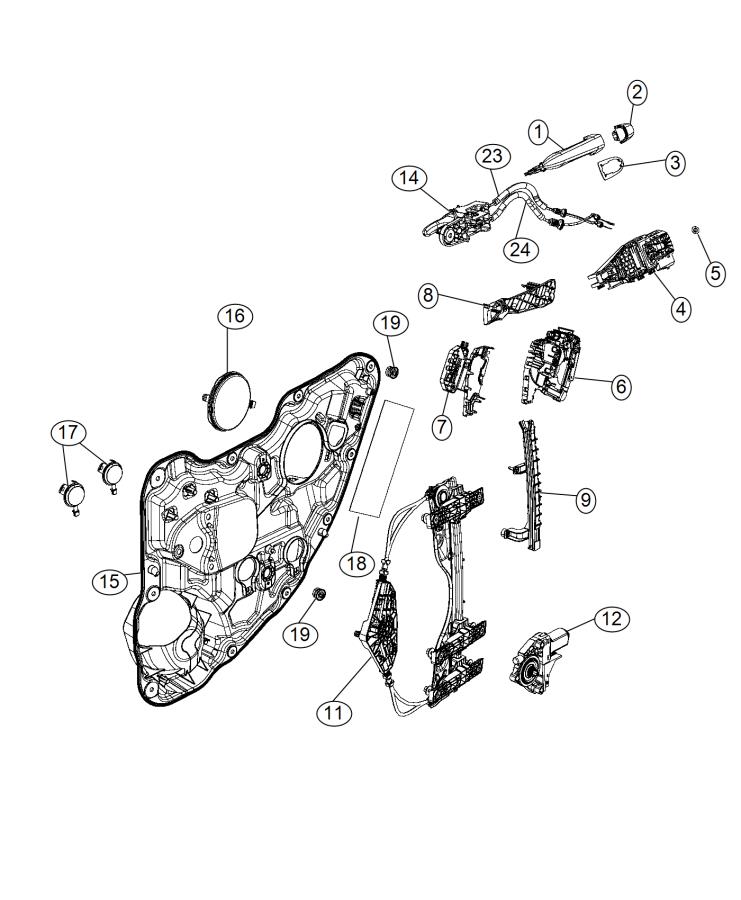 Diagram Rear Door, Hardware Components. for your 2018 Jeep Wrangler   