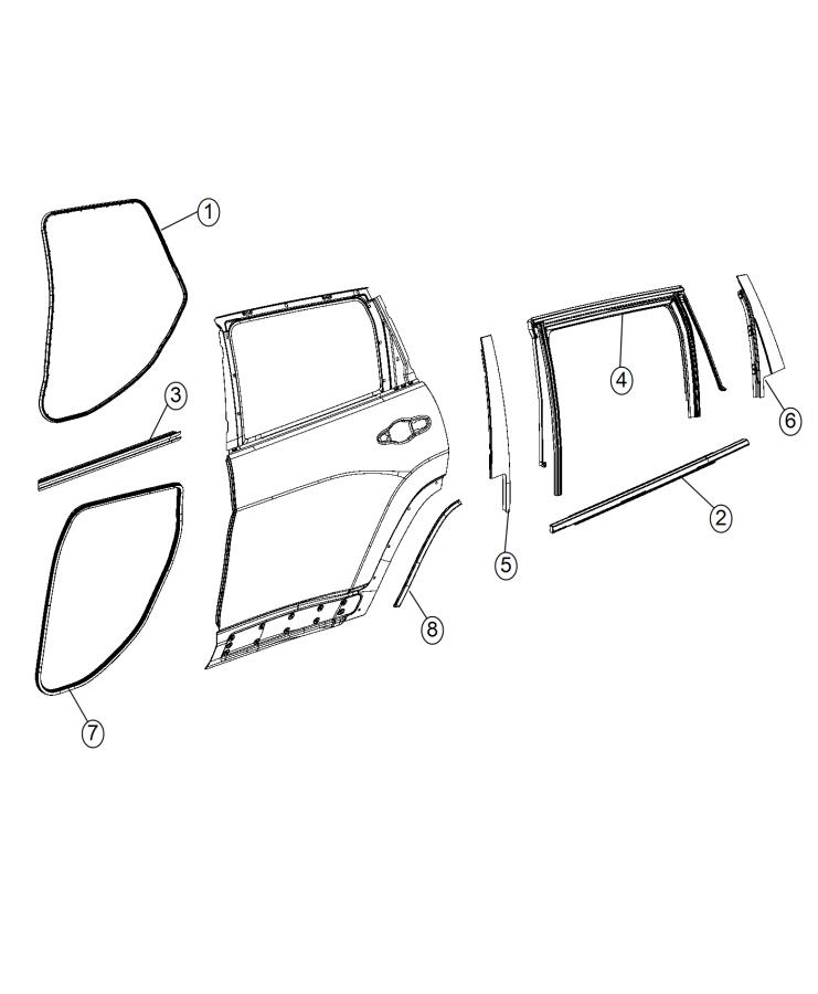 Weatherstrips, Rear Door. Diagram