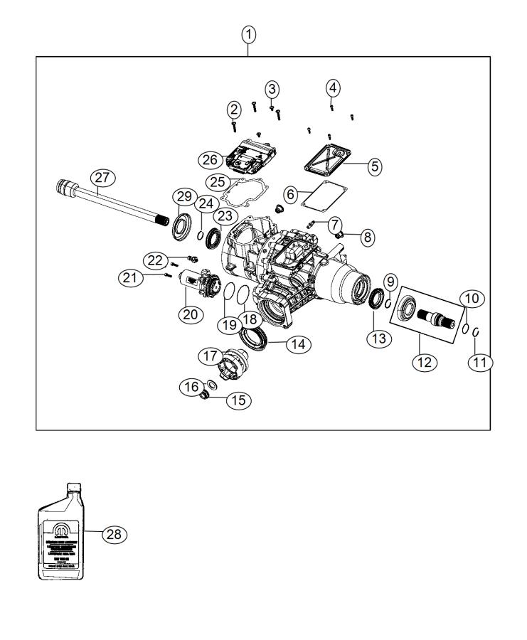 Diagram Housing and Differential With Internal Components With [4WD Two Speed Power Takeoff]. for your Chrysler
