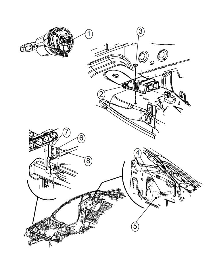 Diagram Air Bag Modules, Impact Sensor and Clock Springs. for your 2008 Chrysler 300   