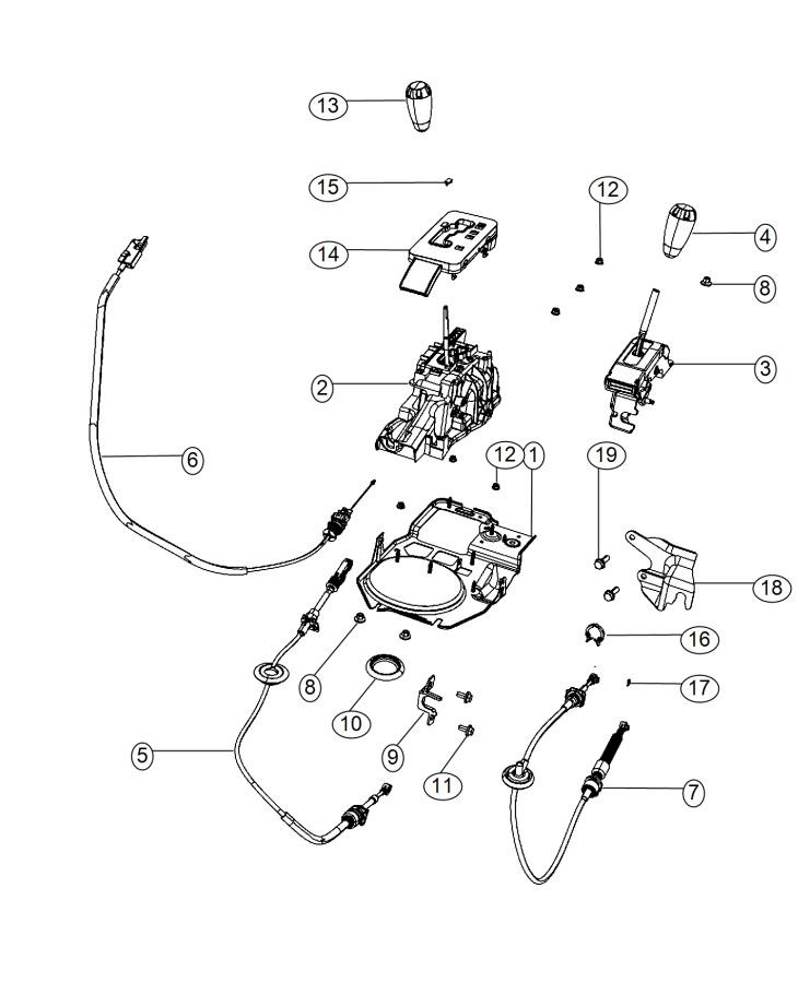 Diagram Gear Shift Control [Man Shift-on-the-Fly Transfer Case], [3.8L V6 SMPI Engine], [4-Spd. Automatic VLP 42RLE Trans]. for your 2000 Chrysler 300  M 