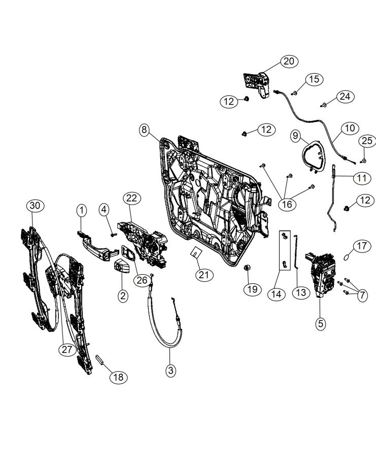 Diagram Front Door, Hardware Components. for your Dodge