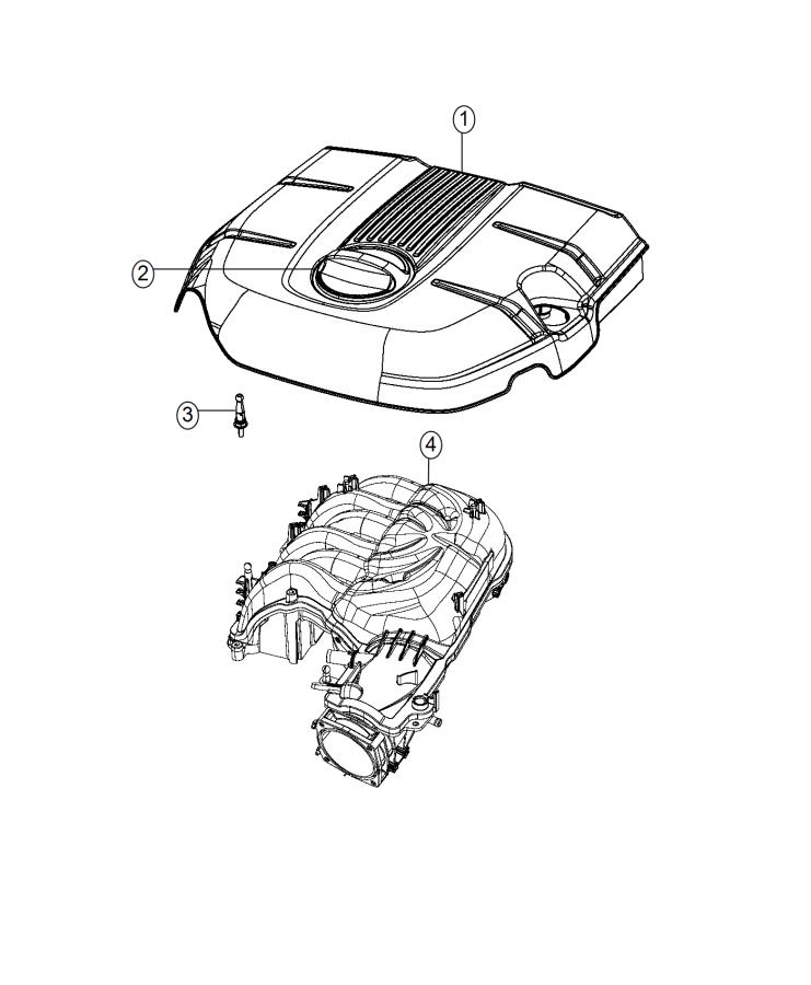 Diagram Engine Cover And Related Parts 3.6L [3.6L V6 24V VVT Engine]. for your 2023 Dodge Charger 6.2L SuperCharged V8 SRT Hellcat Widebody Jailbreak 