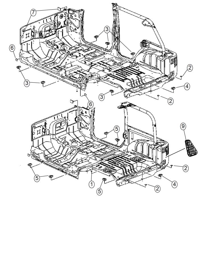 Full size assembly image of Floor Pan Plugs. (1/1)