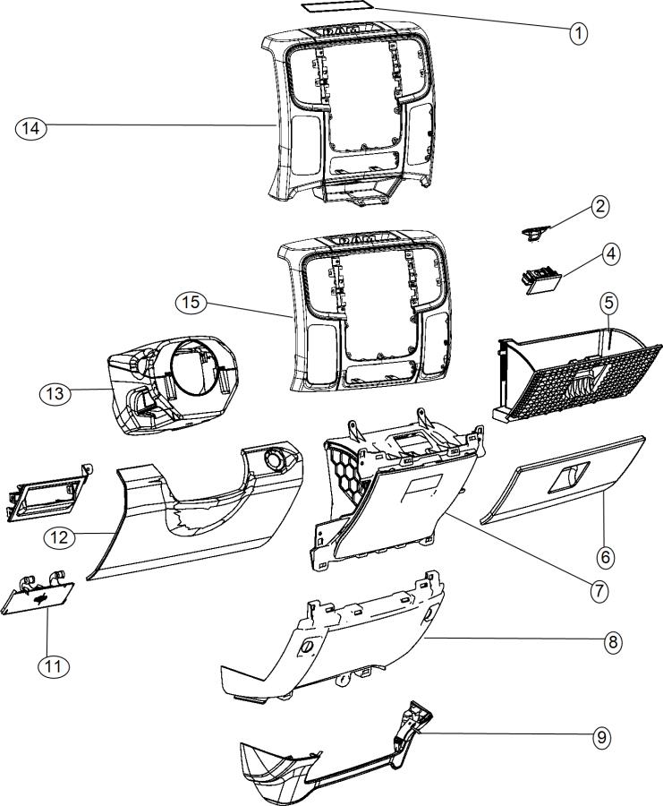 Diagram Instrument Panel Trim [Lower]. for your 2012 Ram 1500   