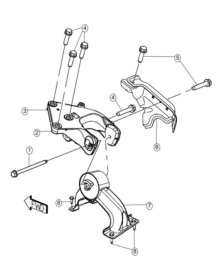 Diagram Engine Mounting Rear 2.8L Diesel [2.8L I4 Turbo Diesel Engine]. for your 2004 Dodge Grand Caravan   