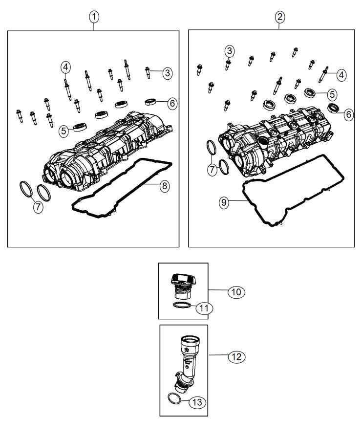 Diagram Cylinder Head Covers 3.6L [3.6L V6 24V VVT Engine]. for your 2017 Chrysler 200 LX  