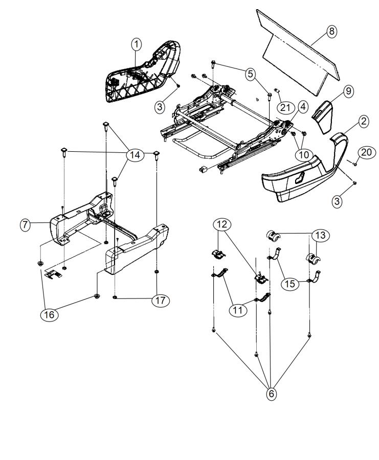 Diagram Adjusters, Recliners and Shields - Driver Side - Manual. for your 2009 Dodge Grand Caravan   