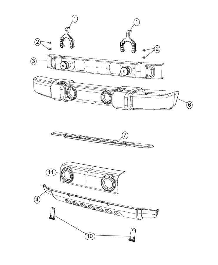 Diagram Bumper, Front, [BLACK FRONT BUMPER] [BLACK/SILVER FRONT BUMPER]. for your Jeep Wrangler  