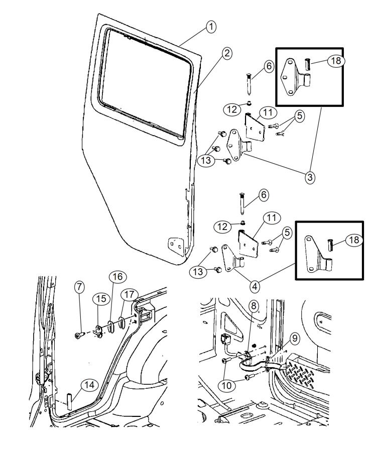 Full size assembly image of Rear Door, Shell And Hinges, Full Door. (1/1)