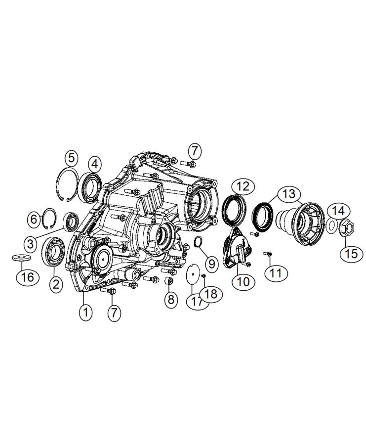 Diagram Rear Case Half And Extension [Quadra-Trac Active On Demand 4WD]. for your Jeep