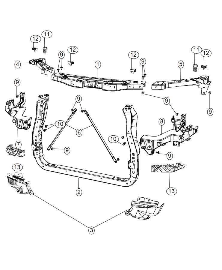 Diagram Radiator Support. for your 2000 Jeep Cherokee   