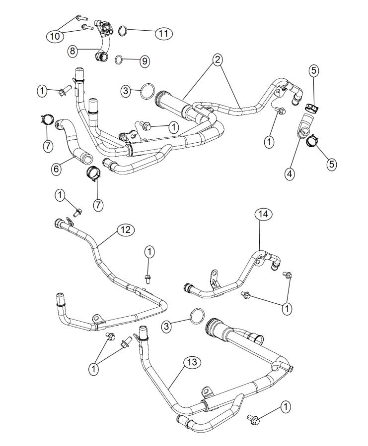 Diagram Coolant Tubes. for your Jeep Grand Cherokee 5.7L V8 4X4 