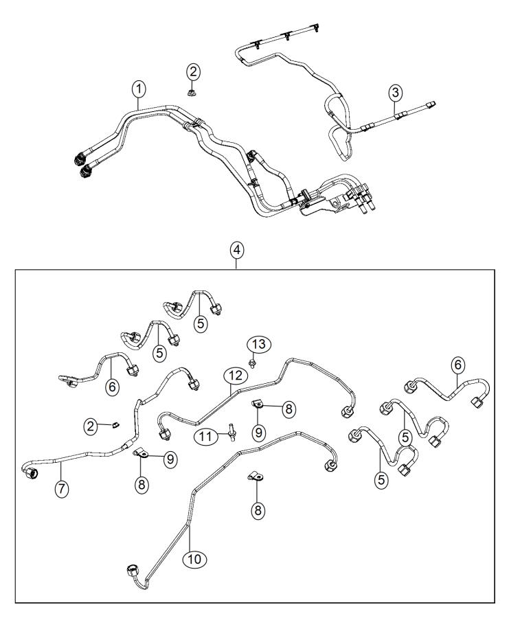 Diagram Fuel Lines, Engine 3.0L [3.0L V6 Turbo Diesel Engine]. for your 2003 Jeep Grand Cherokee   