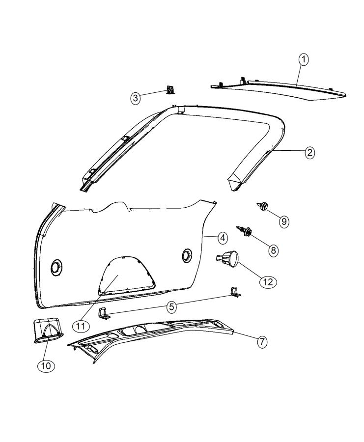 Diagram Liftgate Panels and Scuff Plate. for your Dodge