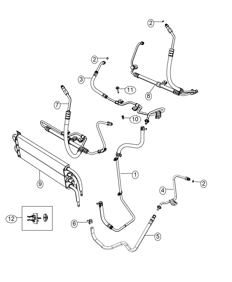 Diagram Power Steering Hoses 6.4L [6.4L V8 SRT HEMI MDS Engine]. for your 2020 Jeep Grand Cherokee   