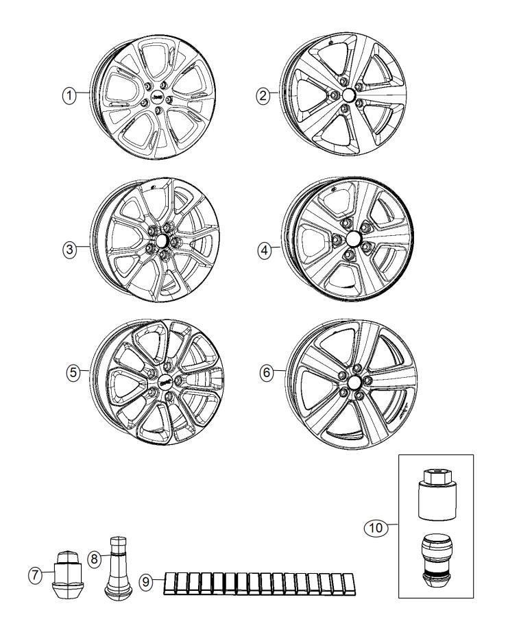 Diagram Wheels and Hardware. for your Jeep