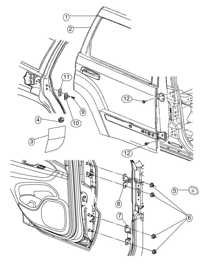 Diagram Rear Door, Shell and Hinges. for your Jeep