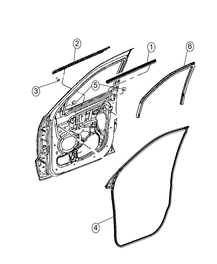 Diagram Weatherstrips, Front Door. for your 2009 Jeep Grand Cherokee   