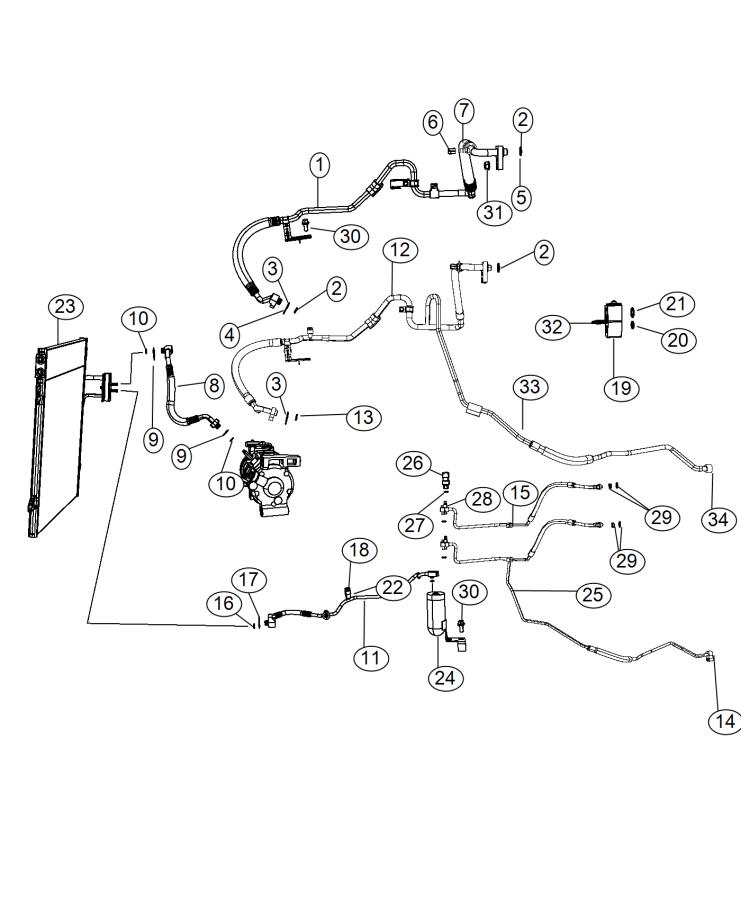 Diagram A/C Plumbing. for your 2023 Jeep Wrangler   