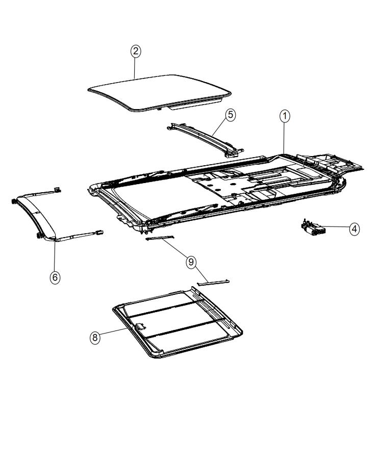 Diagram Sunroof Glass and Component Parts. for your Dodge Grand Caravan  