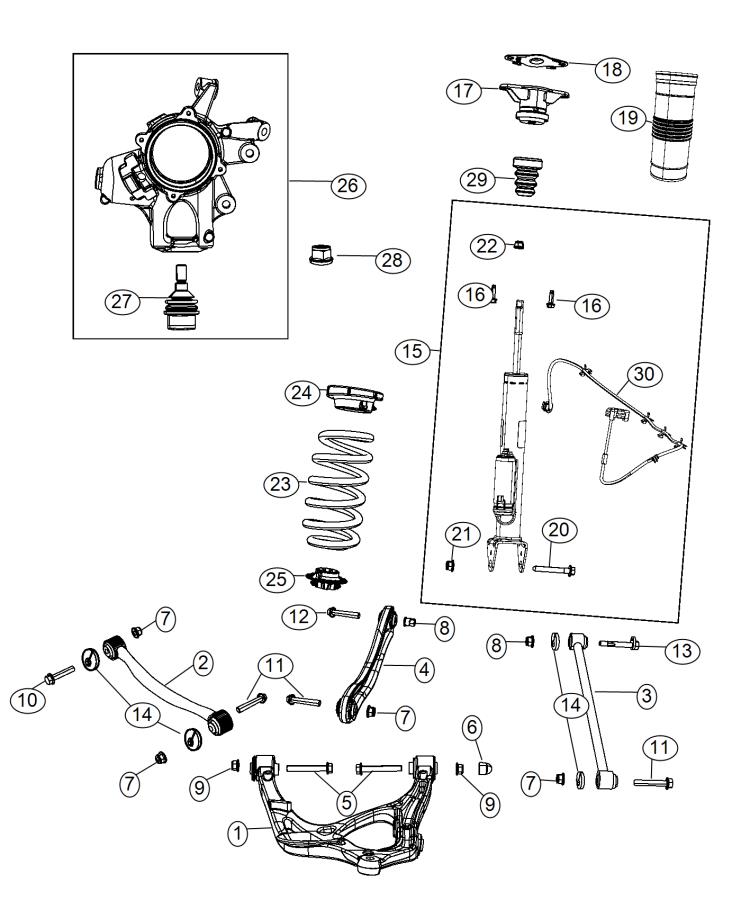 Diagram Suspension, Rear [High Perform Suspension]. for your 2004 Chrysler 300  M 