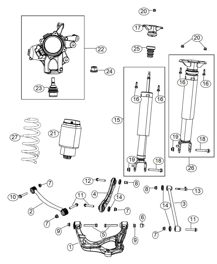 Diagram Suspension, Rear Quadra-Lift-Air and Rear Load Leveling. for your 2004 Chrysler 300  M 