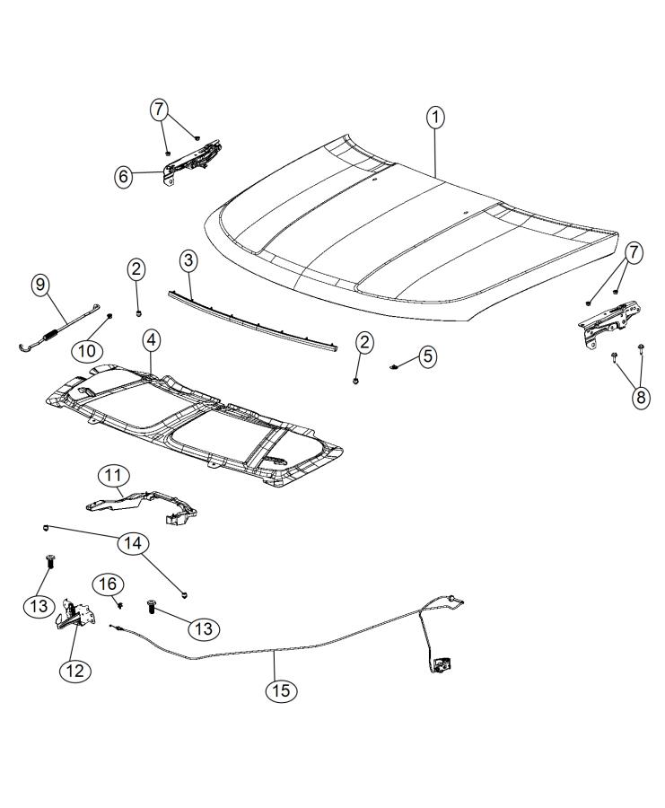 Diagram Hood and Related Parts - Compass. for your 1999 Jeep Wrangler   