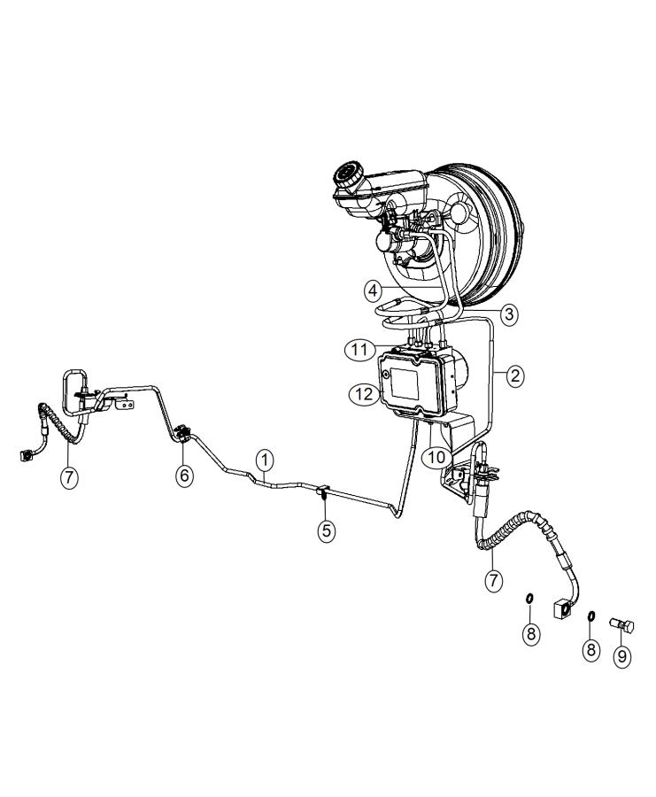 Diagram HCU and Tubes,Front,LHD. for your 2019 Chrysler PACIFICA L HYBRID   