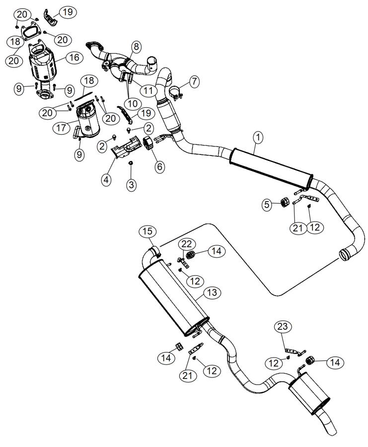 Diagram Exhaust System 3.6L [3.6L V6 24V VVT Engine]. for your 2007 Dodge Grand Caravan   