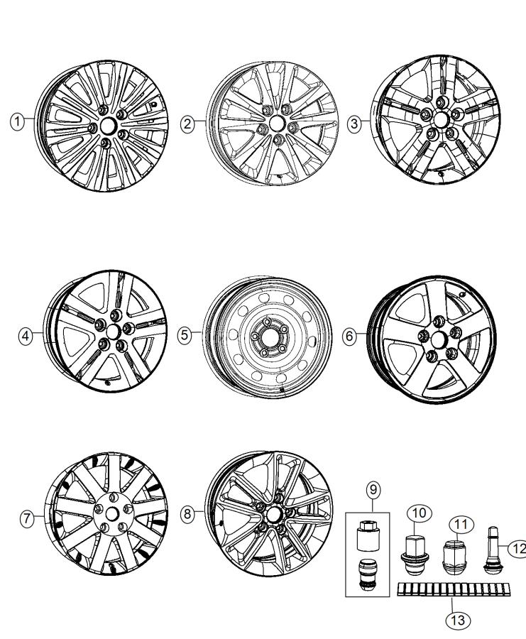 Diagram Wheels and Hardware. for your Dodge