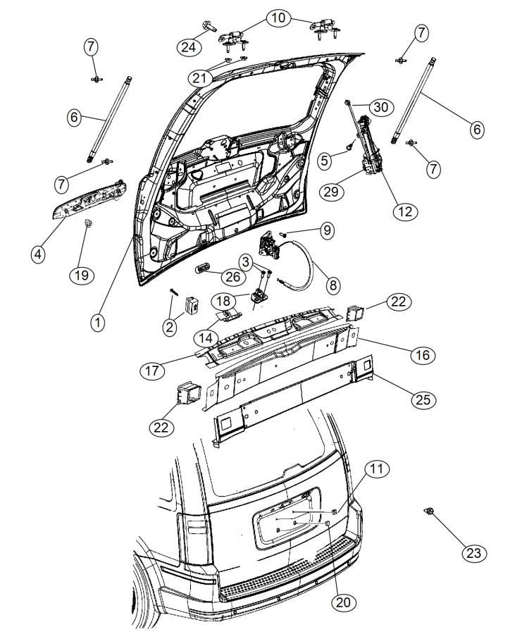 Diagram Liftgates. for your Chrysler Town & Country  