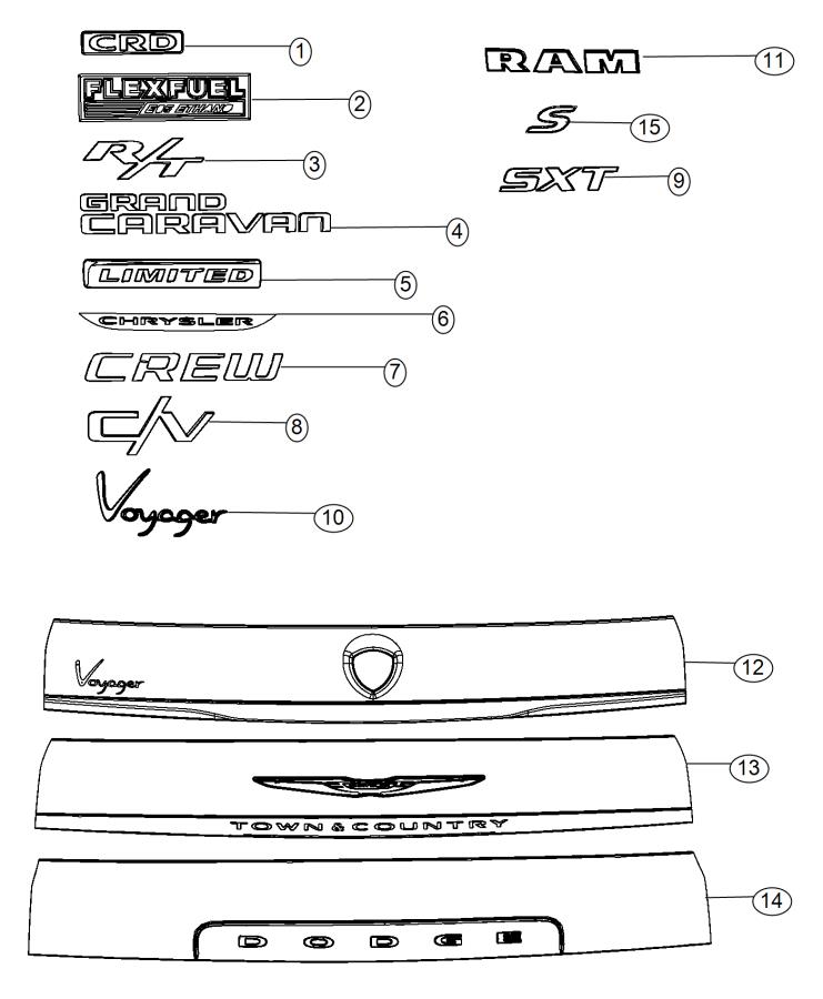 Diagram Nameplates, Emblems and Medallions. for your 1999 Chrysler 300 M  