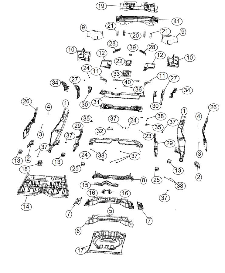 Diagram Center and Rear Floor Pan. for your 2000 Chrysler 300  M 