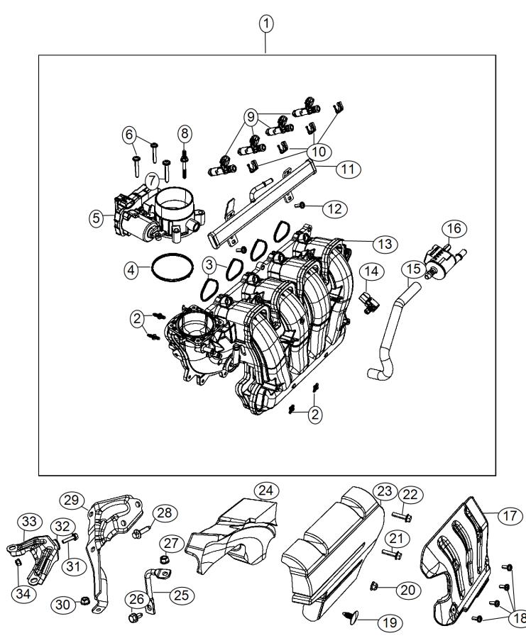 Diagram Intake Manifold 2.0L [2.0L I4 DOHC Engine]. for your 2020 Jeep Renegade   