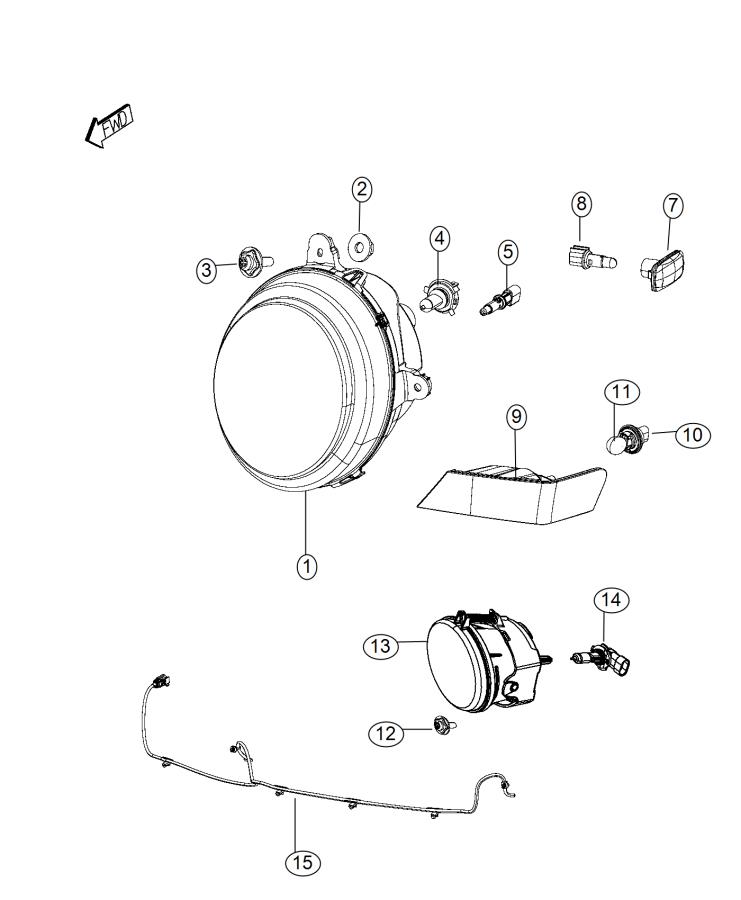 Diagram Lamps, Front. for your Jeep