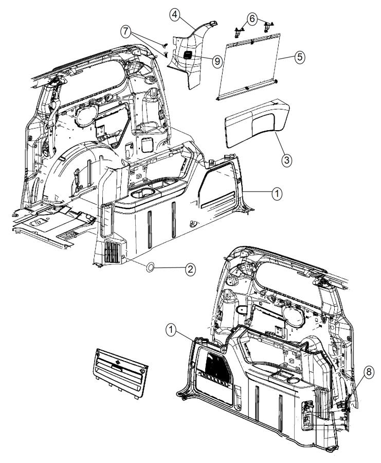 Diagram Quarter Trim Panel. for your Dodge