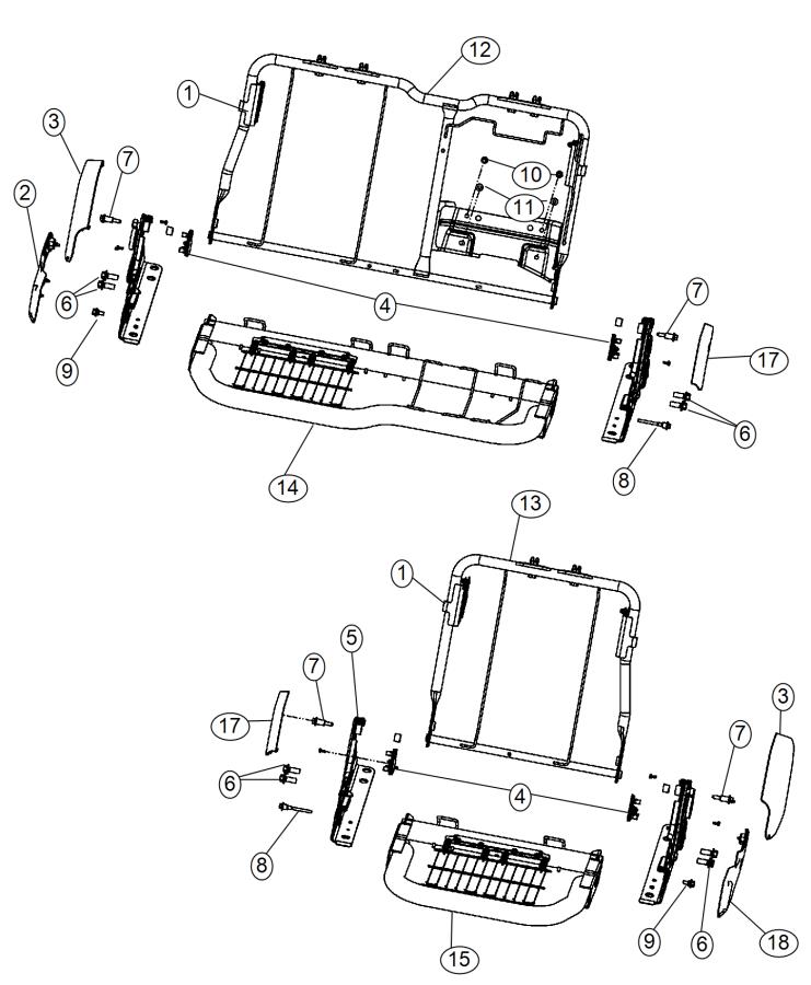 Crew Cab - Rear Seat Hardware - Split Seat. Diagram